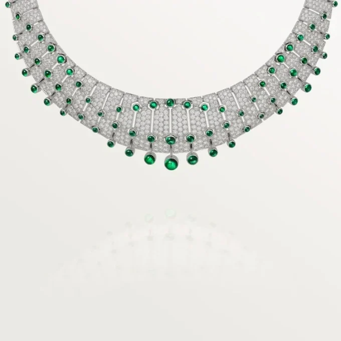 Collar «Le Voyage Recommence», esmeraldas, pavé
