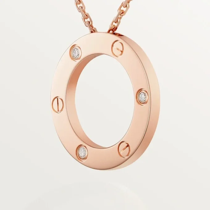 Collar Love, 3 diamantes – Oro rosa, Diamantes – Cartier