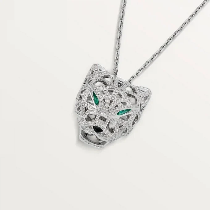 Collar Panthere de Cartier – Oro blanco, esmeraldas, diamantes, ónix – Cartier
