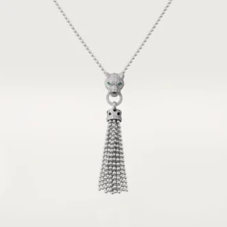 Collar Panthere De Cartier – Oro blanco, laca negra, esmeraldas, ónix, diamantes – Cartier