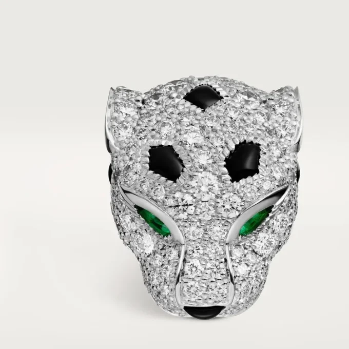 Gemelos Panthere De Cartier – Oro blanco rodiado, diamantes, esmeraldas, ónix – Cartier