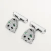 Gemelos Panthere De Cartier – Oro blanco rodiado, diamantes, esmeraldas, ónix – Cartier