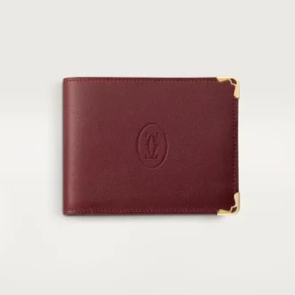 Monedas/billetes/piel de becerro burdeos, acabado dorado – Cartier