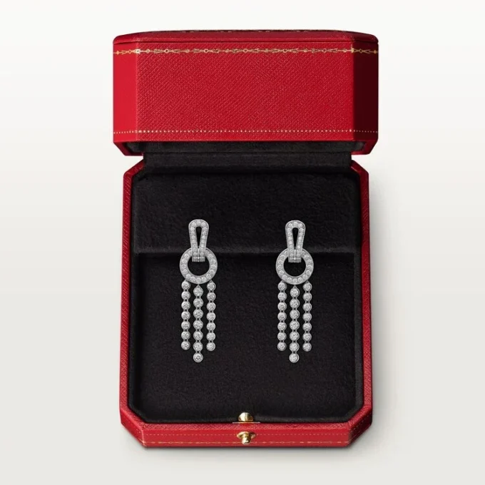Pendientes Agrafe, diamantes talla brillante, pavé