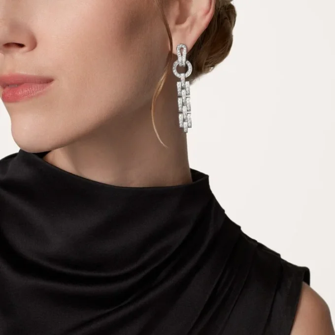 Pendientes Agrafe – Oro blanco, diamantes – Cartier