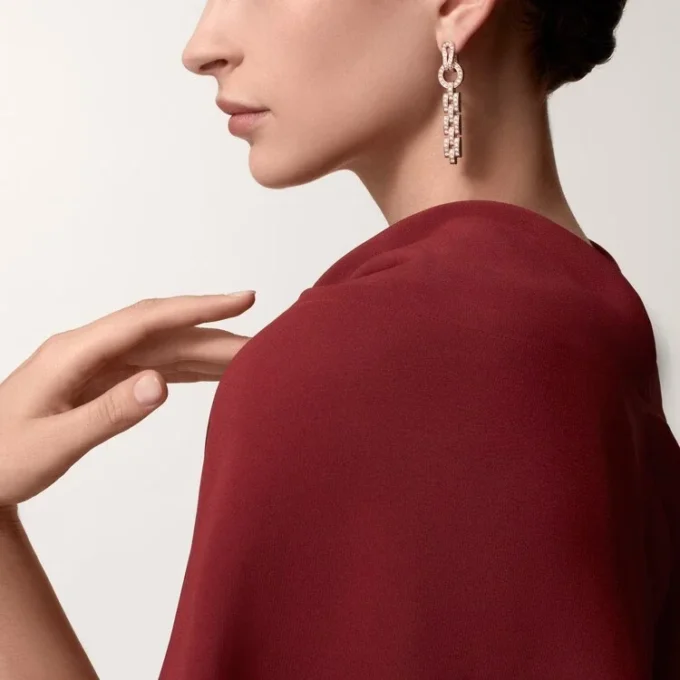 Pendientes Agrafe – Oro rosa, diamantes – Cartier