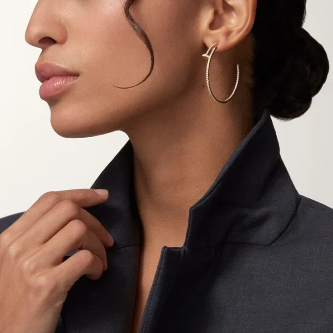 Pendientes de aro Juste Un Clou, modelo grande, con pavé