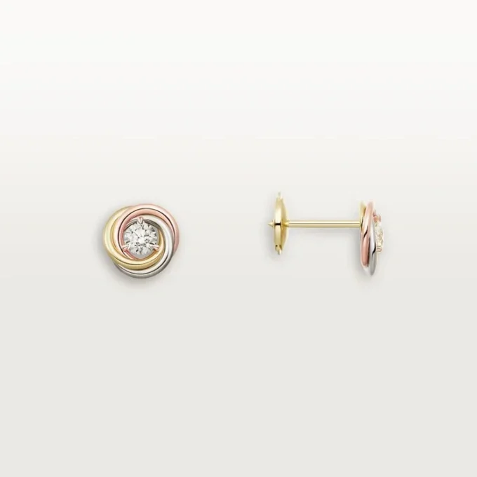 Pendientes de botón Trinity, 2 diamantes