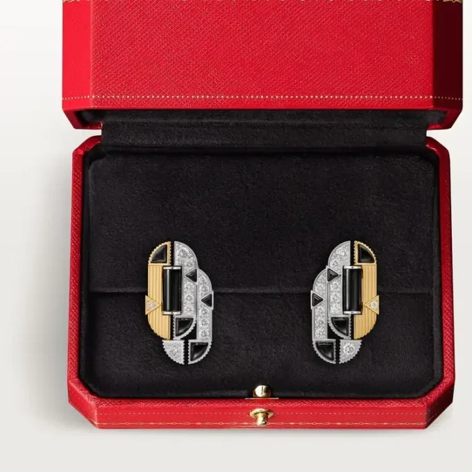 Pendientes Geometrie & Contrastes, ónix, pavé