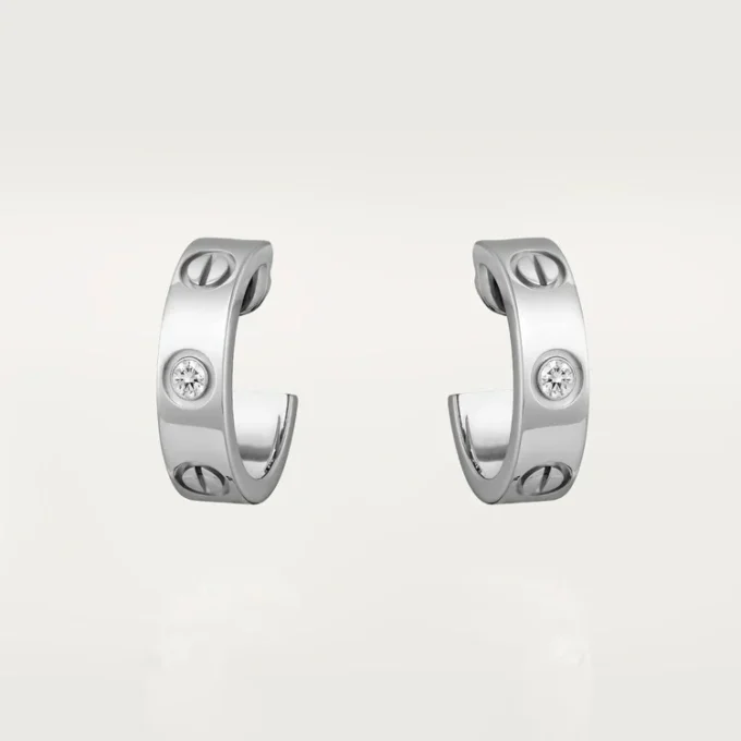 Pendientes Love, 2 diamantes – Oro blanco, Diamantes – Cartier