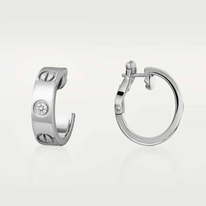 Pendientes Love, 2 diamantes – Oro blanco, Diamantes – Cartier