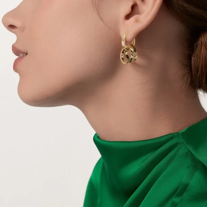 Pendientes Love, multiuso, con medio pavé