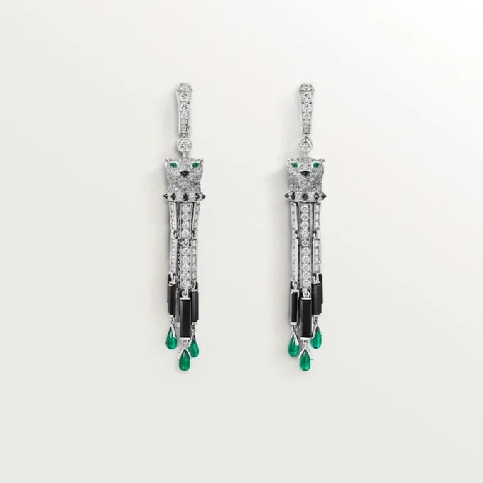 Pendientes Panthere De Cartier, esmeraldas, pavé