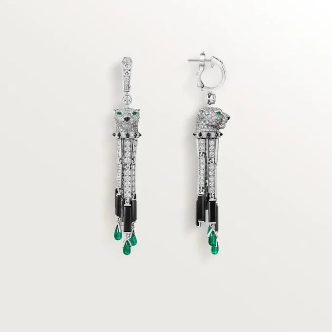 Pendientes Panthere De Cartier, esmeraldas, pavé