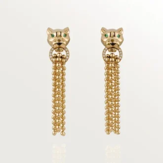 Pendientes Panthere de Cartier – Oro amarillo, diamantes, granates tsavorita, ónix – Cartier