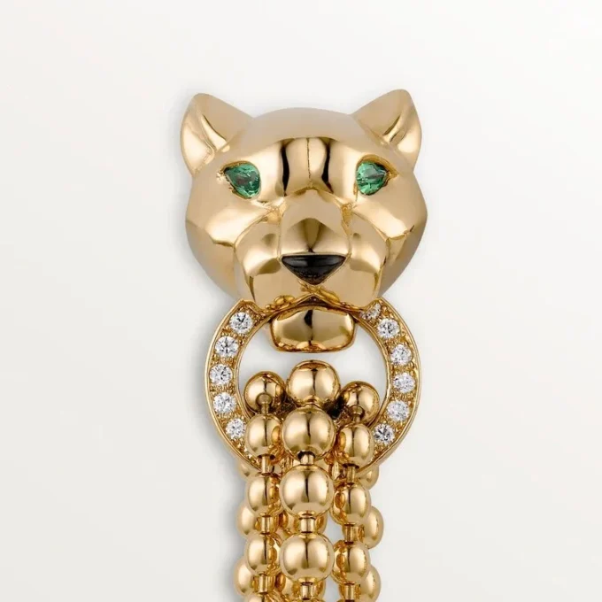 Pendientes Panthere de Cartier – Oro amarillo, diamantes, granates tsavorita, ónix – Cartier