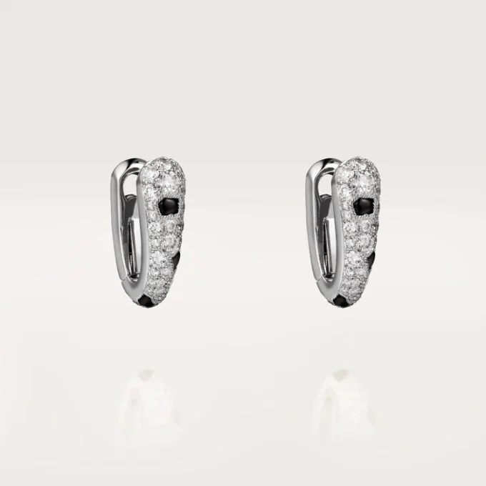 Pendientes pequeños de aro Panthere Diamond, oro blanco | Cartier EE. UU.