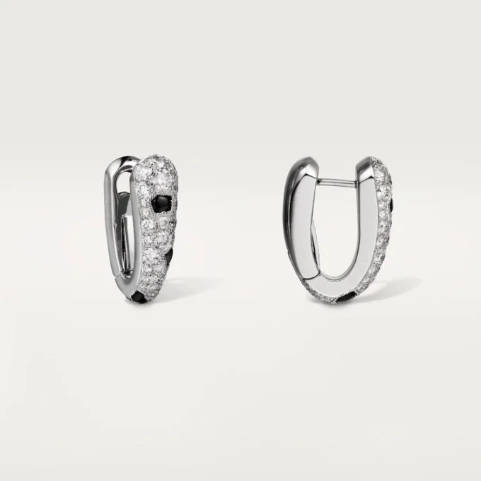 Pendientes pequeños de aro Panthere Diamond, oro blanco | Cartier EE. UU.