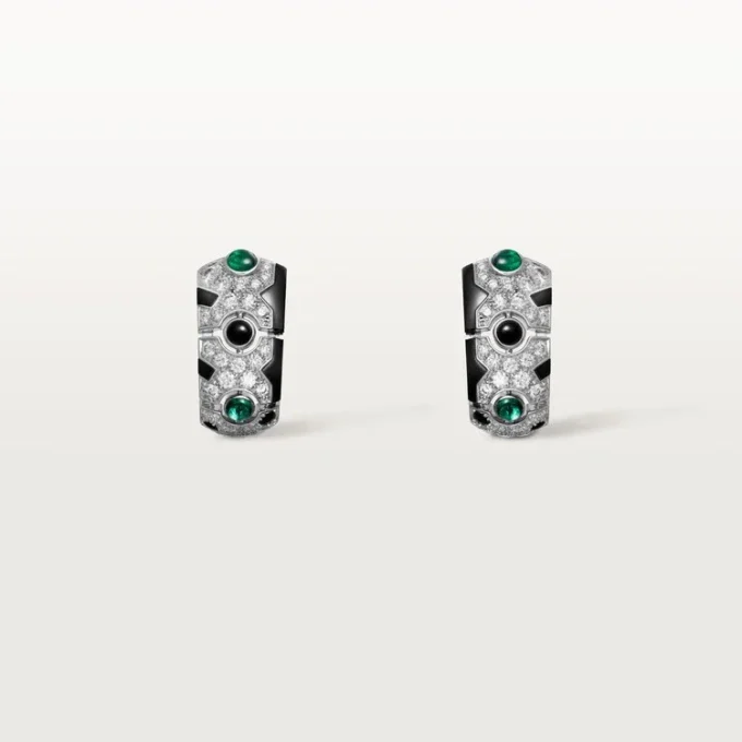 Pendientes [Sur]Naturel – Oro blanco, esmeraldas, ónix, diamantes – Cartier