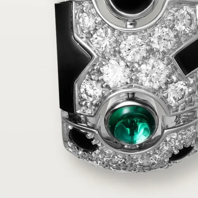 Pendientes [Sur]Naturel – Oro blanco, esmeraldas, ónix, diamantes – Cartier