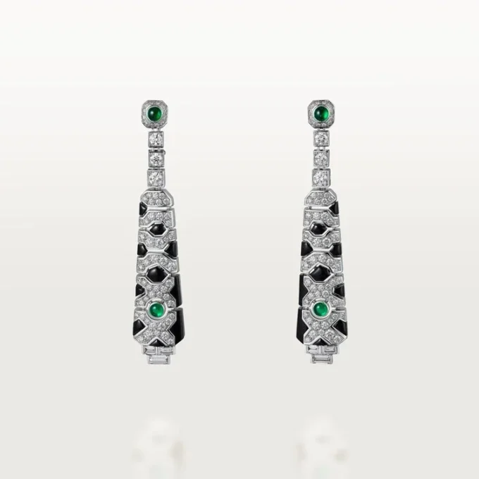 Pendientes [Sur]Naturel – Oro blanco, esmeraldas, ónix, diamantes – Cartier