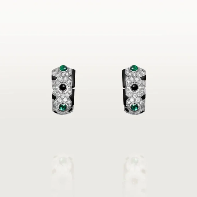 Pendientes [Sur]Naturel – Oro blanco, esmeraldas, ónix, diamantes – Cartier