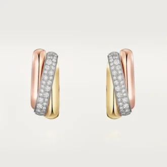 Pendientes Trinity, forma cojín, medio pavé