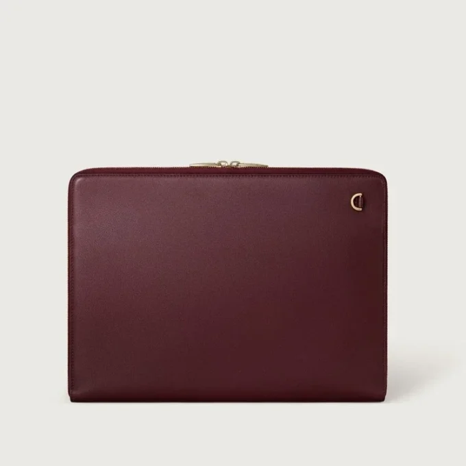 Portafolio, Must De Cartier – Piel de becerro burdeos, acabado dorado – Cartier