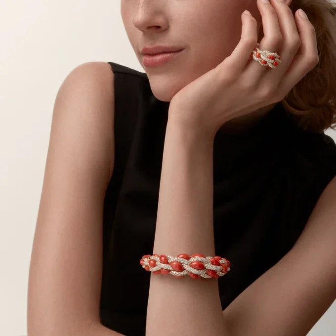 Pulsera Cartier Libre Tressage, coral
