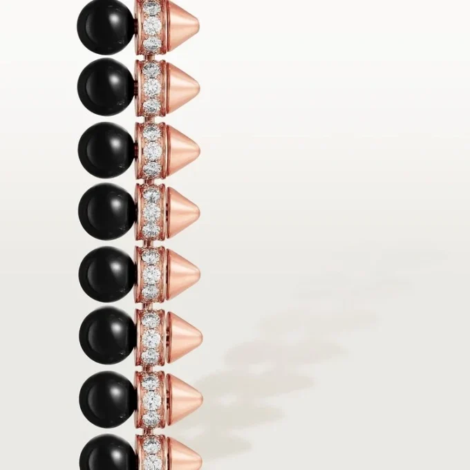 Pulsera Clash de Cartier, flexible, ónix, modelo extragrande, diamantes