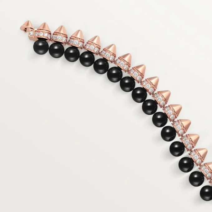 Pulsera Clash de Cartier, flexible, ónix, modelo extragrande, diamantes