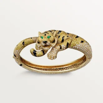 Pulsera Faune Et Flore De Cartier, diamantes amarillos, naranjas y marrones, pavé