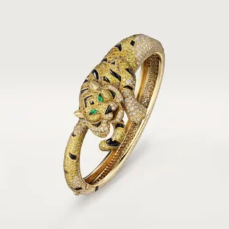 Pulsera Faune Et Flore De Cartier, diamantes amarillos, naranjas y marrones, pavé
