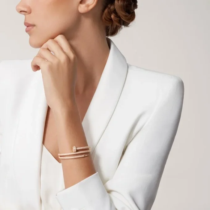 Pulsera Juste Un Clou, doble, con medio pavé