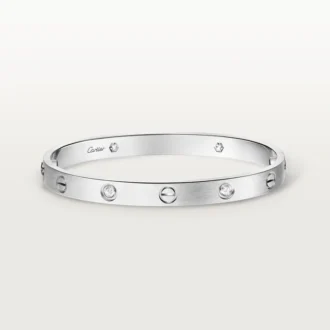 Pulsera Love, modelo clásico, cepillada, 4 diamantes
