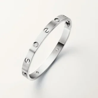 Pulsera Love, modelo clásico, cepillada, 4 diamantes