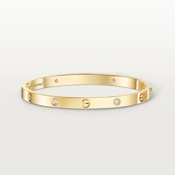 Pulsera Love, modelo mediano, 4 diamantes