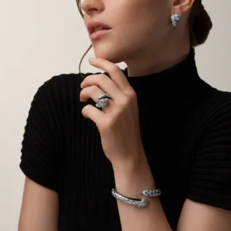 Pulsera Panthere De Cartier, laca negra, pavé