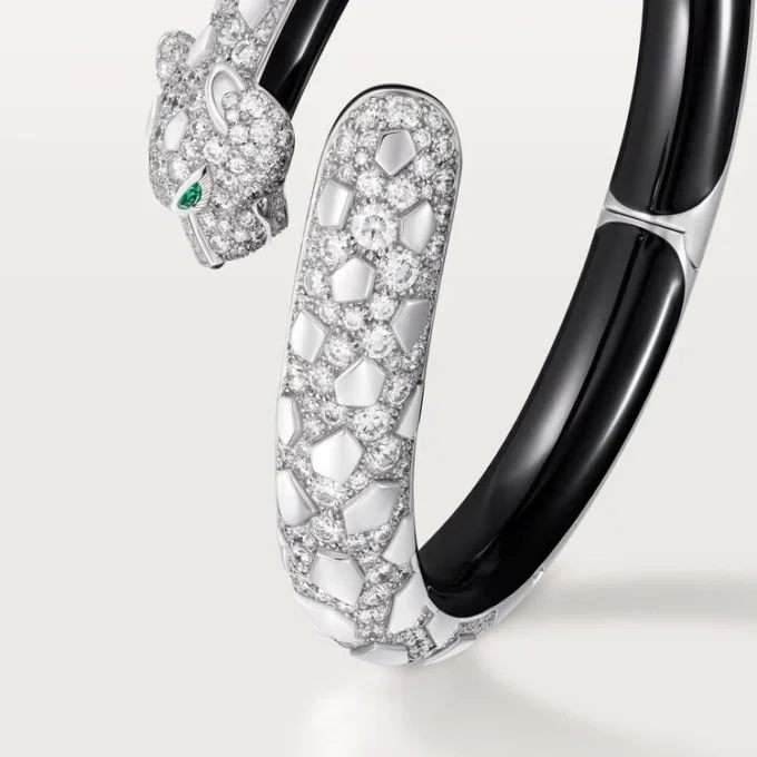 Pulsera Panthere De Cartier, laca negra, pavé