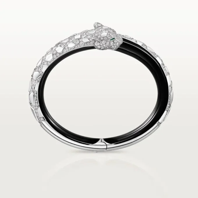 Pulsera Panthere De Cartier, laca negra, pavé